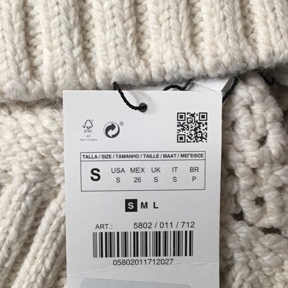 NWT. Zara Ecru Cable-Knit Sweater. Size S. - Picture 8 of 10